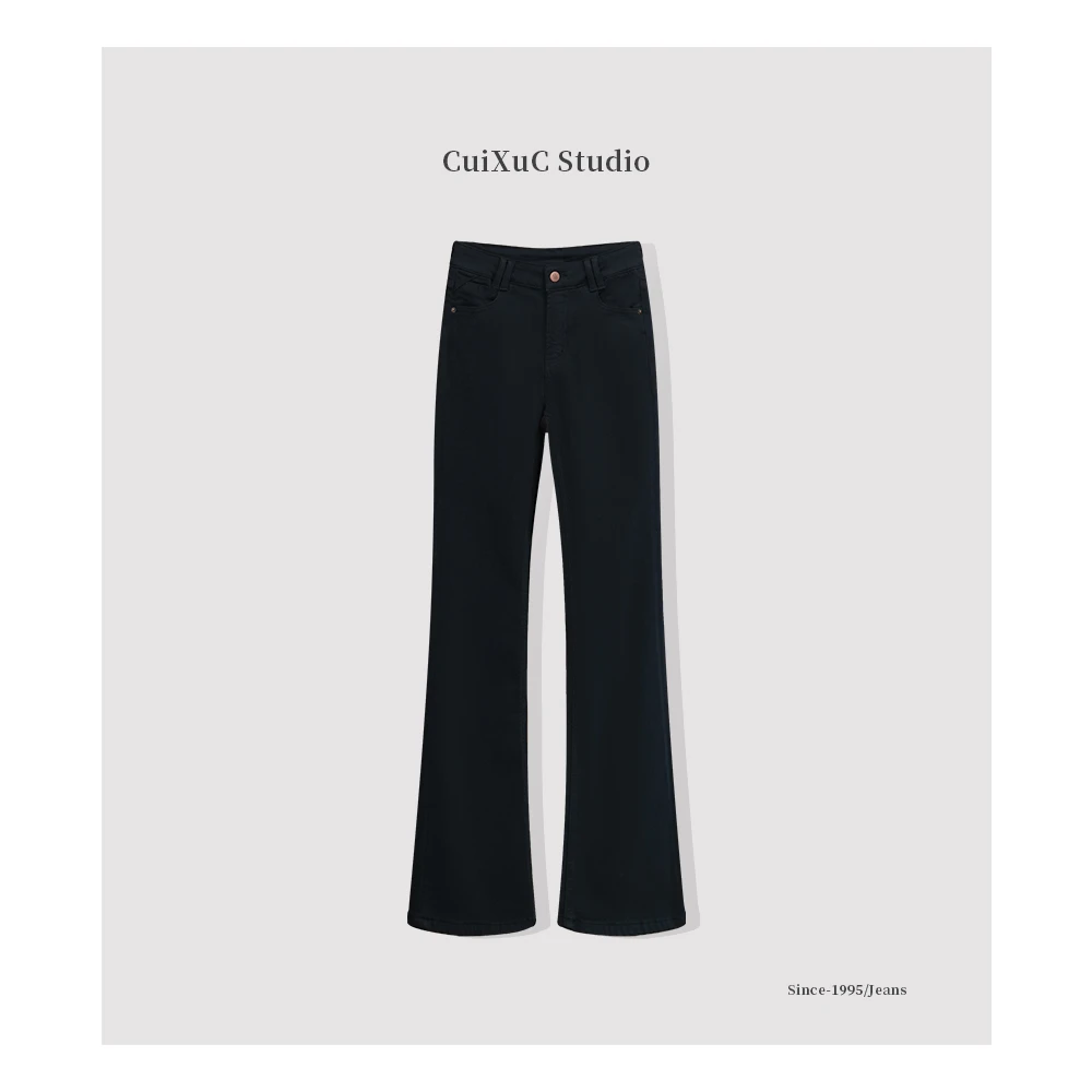 夏季四面弹丨港风黑色微喇高腰筒喇叭裤叭裤时尚百搭弹力牛仔裤