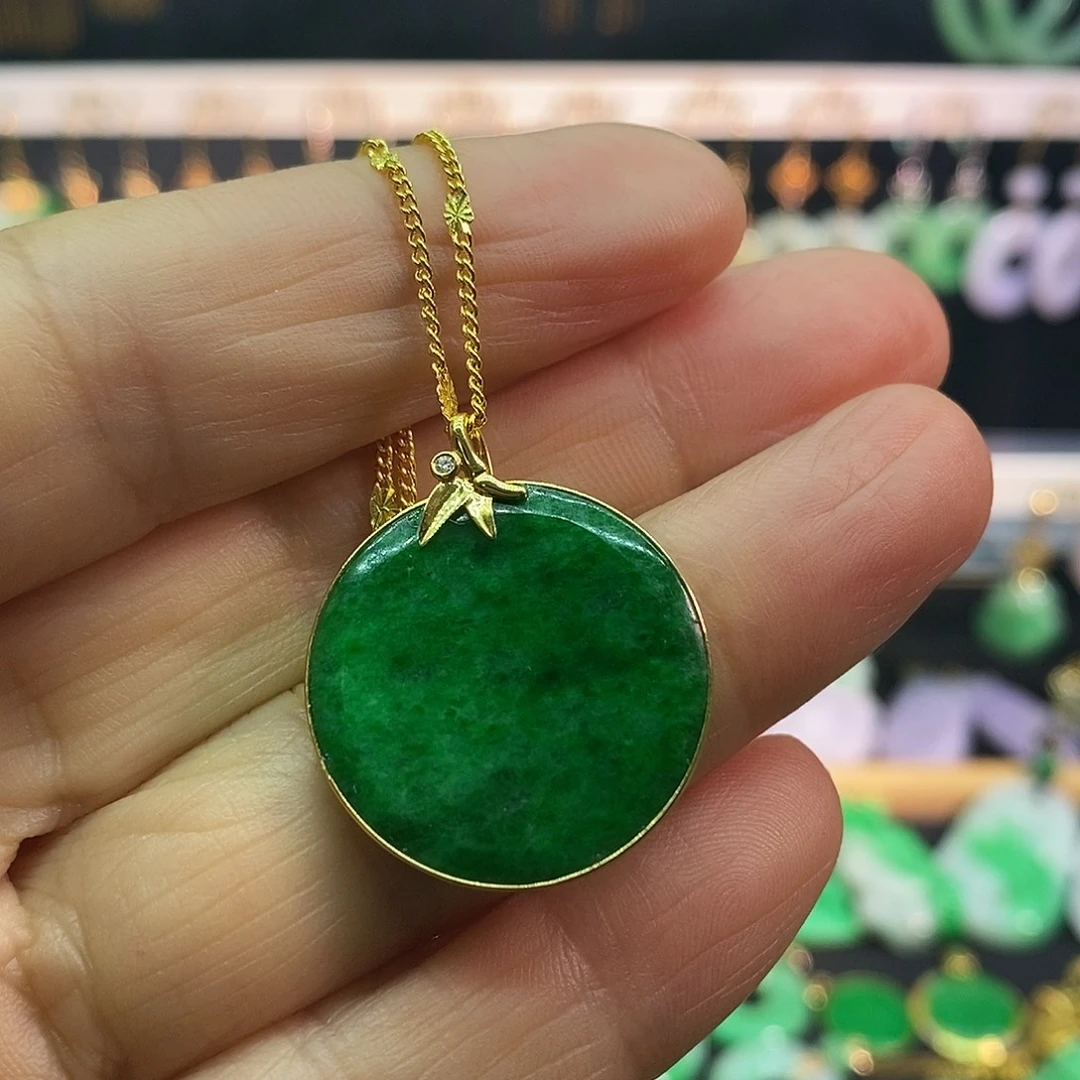 翡翠18K金镶嵌吊坠(赠链)吊坠