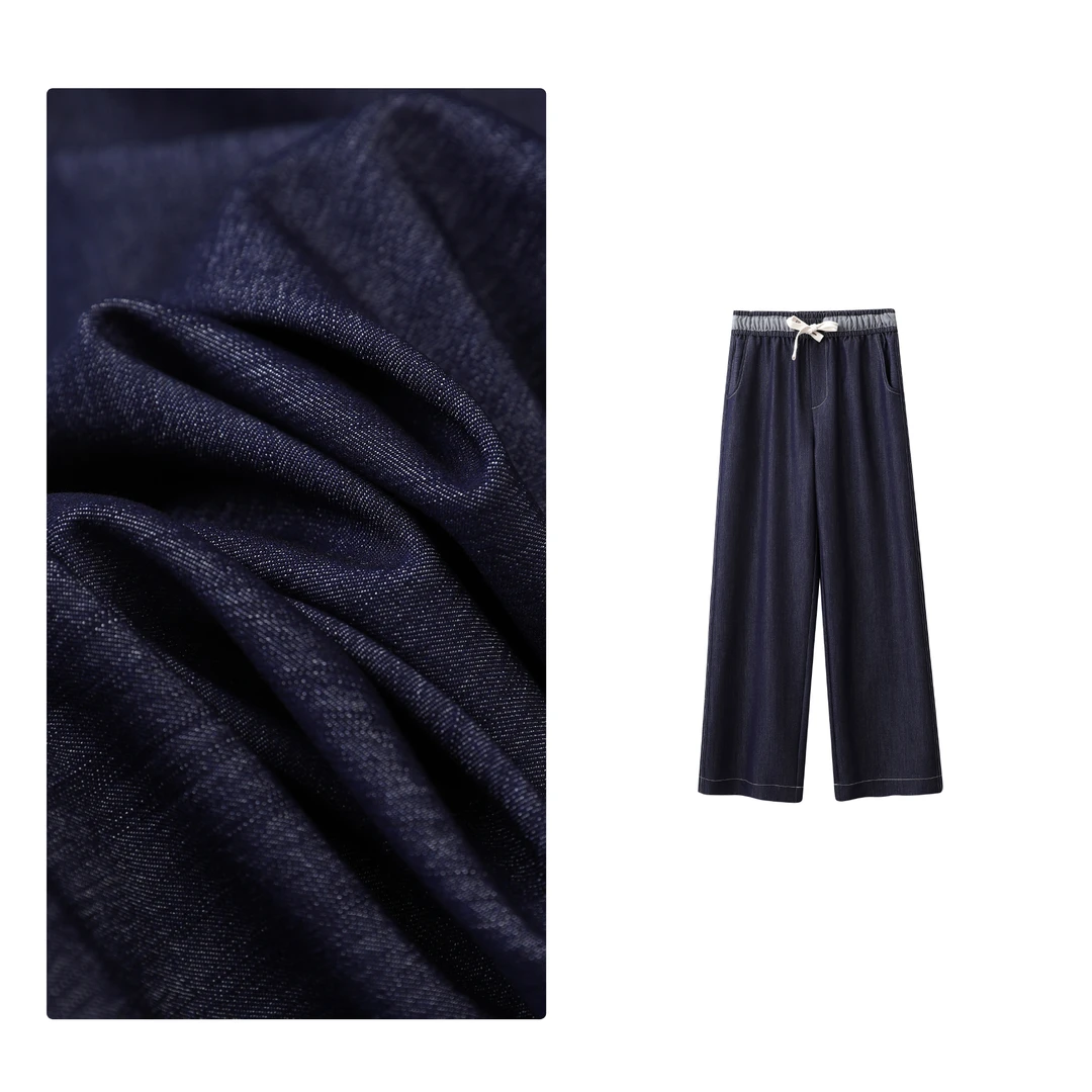 门店32&9！篙嵿感！遮肉修腿/竹节牛仔抗皱免烫阔腿直筒裤女D00121