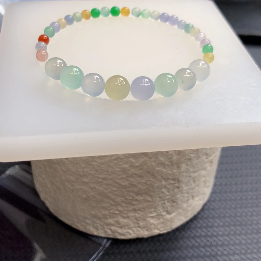 定制翡翠未镶嵌冰种玛卡龙，8颗一组