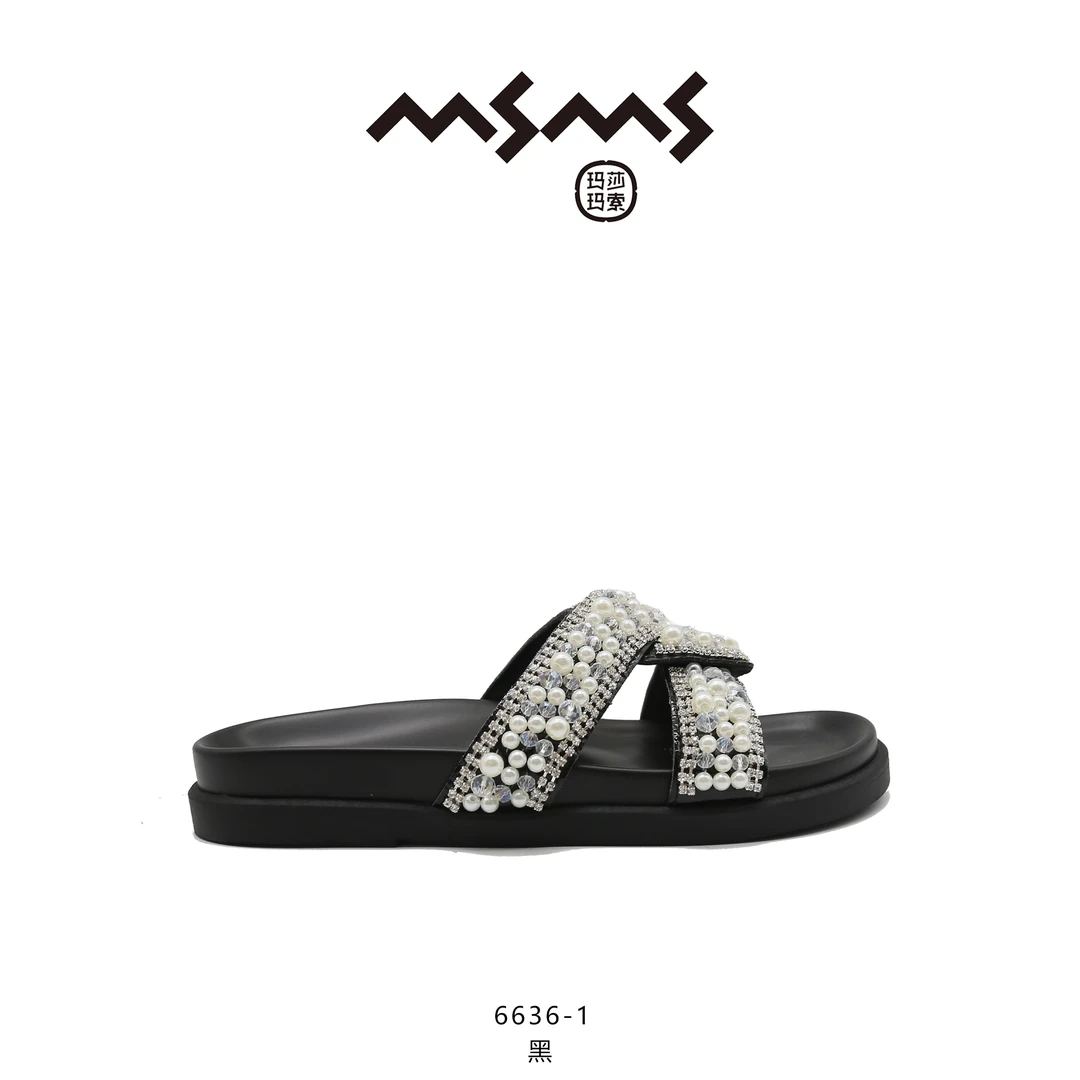 【玛莎玛索】6636-1夏季新款小香风时尚休闲百搭外穿小众平底拖鞋