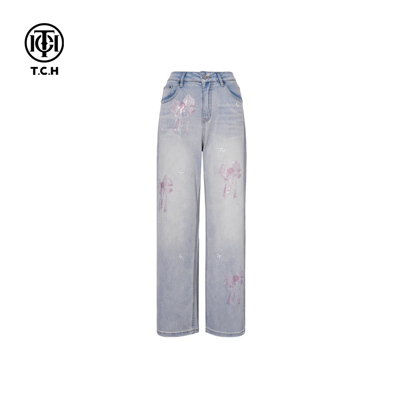 下架-TCH私服春季新款烫钻工艺时尚休闲百搭长裤女T75A20E5145