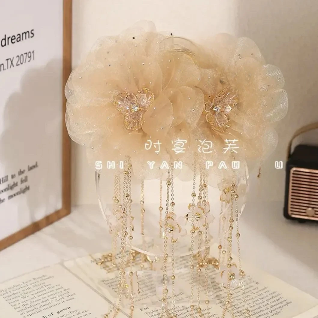 双生莲冬季新年款蝴蝶发饰花朵网红流苏抓夹高级感鲨鱼夹新款饰女