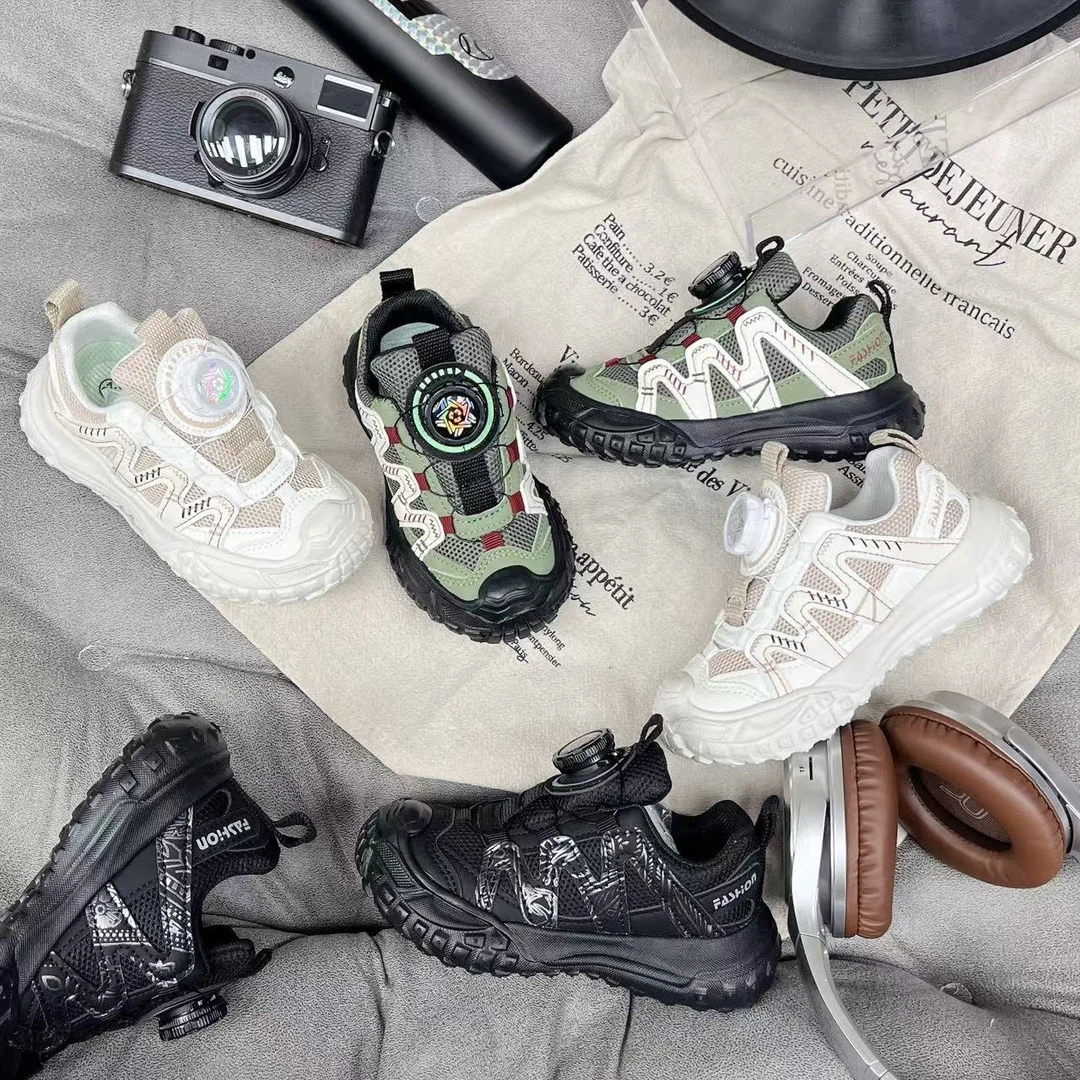 儿童榴莲厚底运动鞋春季男女童旋钮老爹鞋网面轻便跑步鞋250039