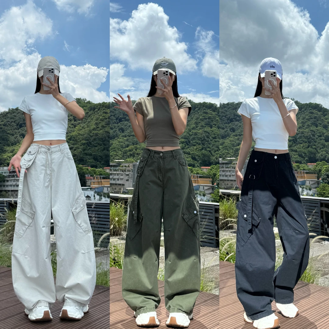 蓝帆-高腰夏季性感风纯色阔脚牛仔裤休闲ins风女水洗软牛仔