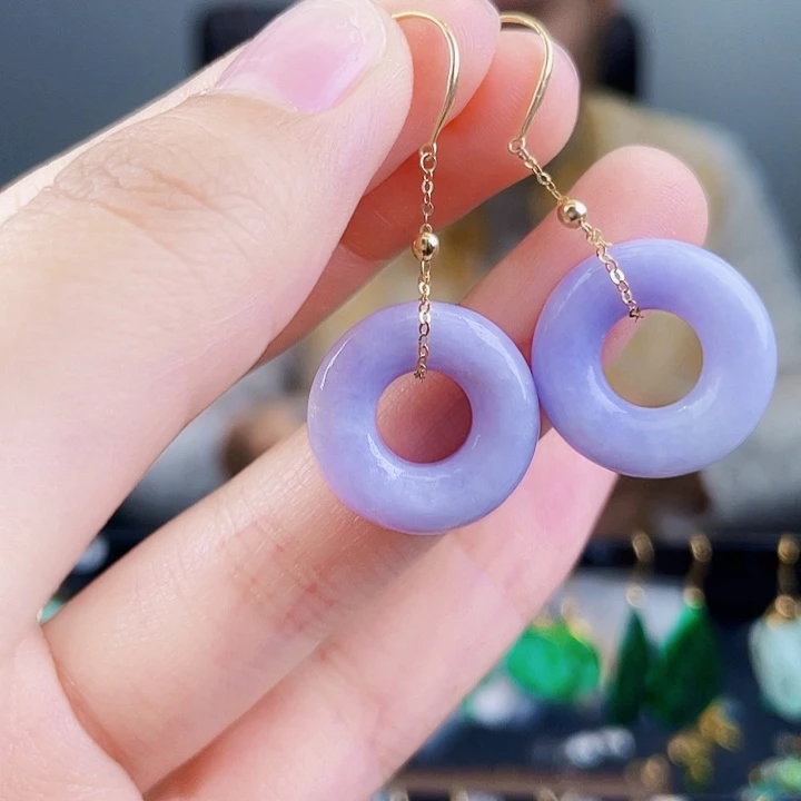 翡翠耳饰18K金镶嵌饰品