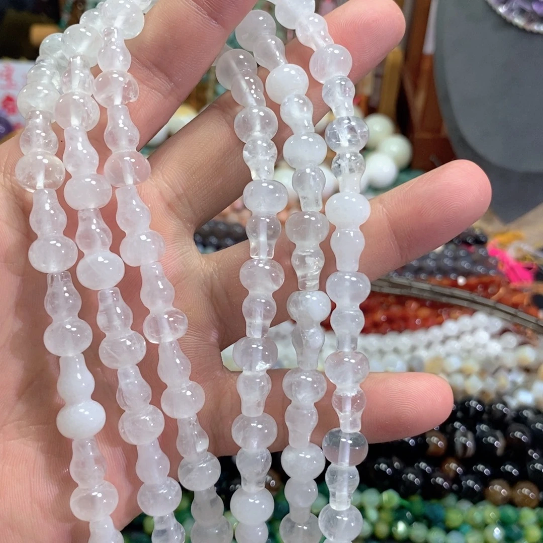 未镶嵌玛瑙/玉髓珠宝半成品天然白水晶葫芦一条卡10mm