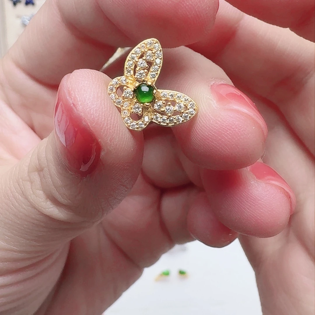 翡翠吊坠(不含链)银S925镶嵌吊坠