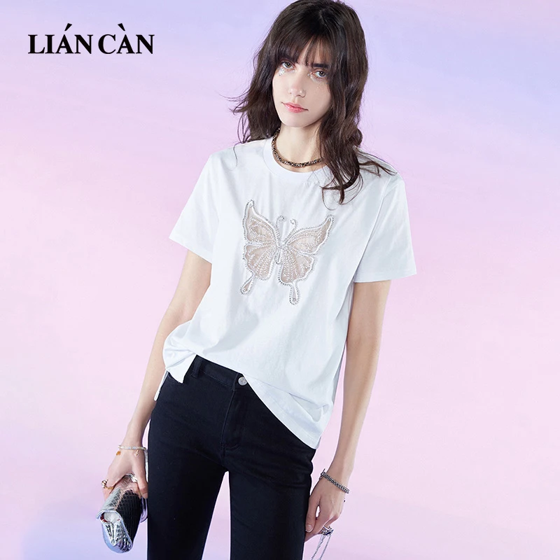 莲灿2024秋新商场同款波西米亚风圆领镂空绣花针织T恤71VF111003