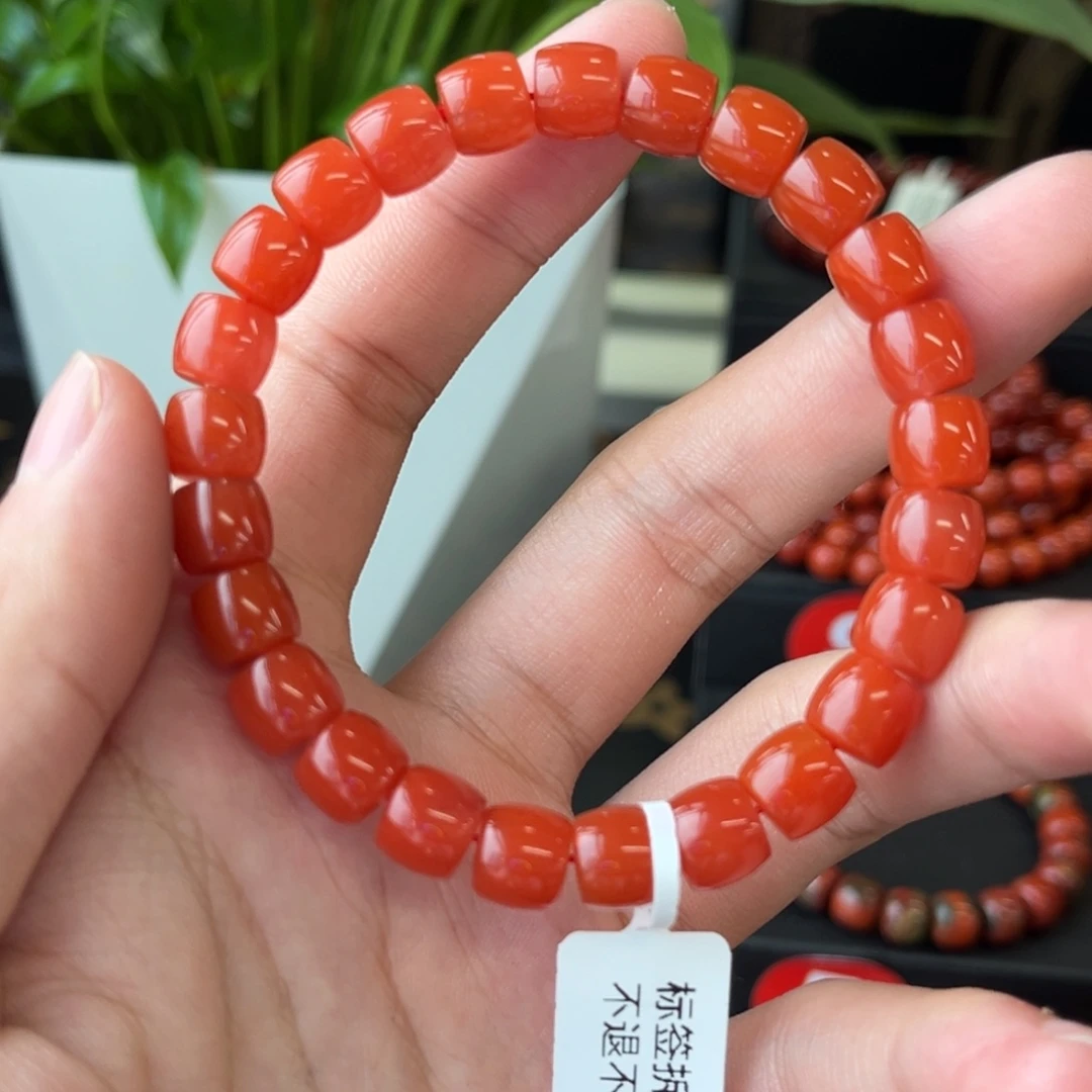 南红玛瑙未镶嵌手链保山滴水洞直切手串8+