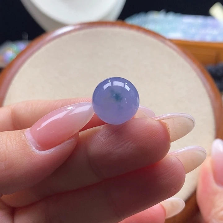 翡翠未镶嵌颈饰翡翠蓝紫飘花大珠卡14+