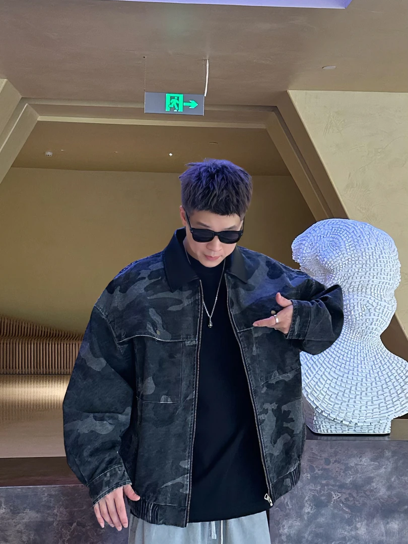 【PZ】2025秋季新款美式休闲拼接翻领夹克外套