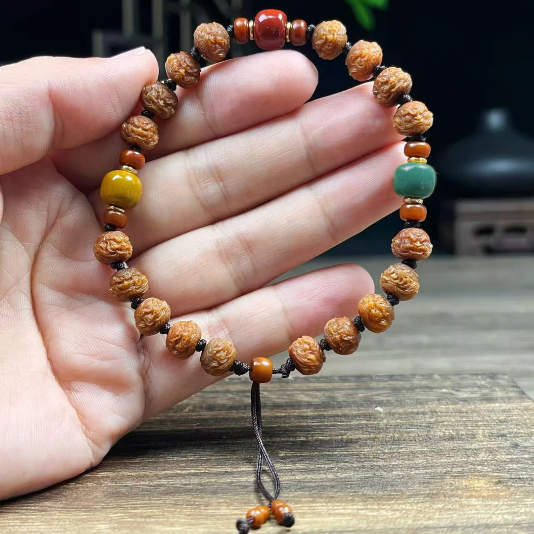 橄榄核尖 8mm玉化钟馗  文玩手串