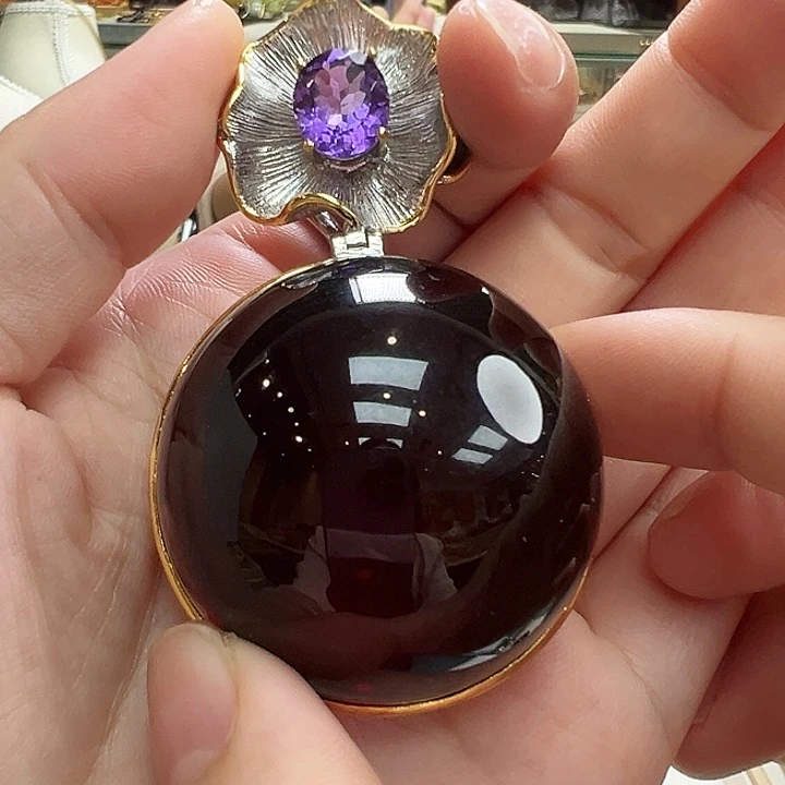 琥珀银S925镶嵌珠宝奇石