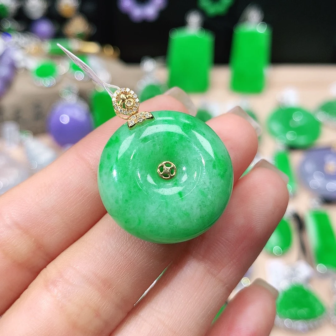 翡翠18K金镶嵌吊坠(不含链)