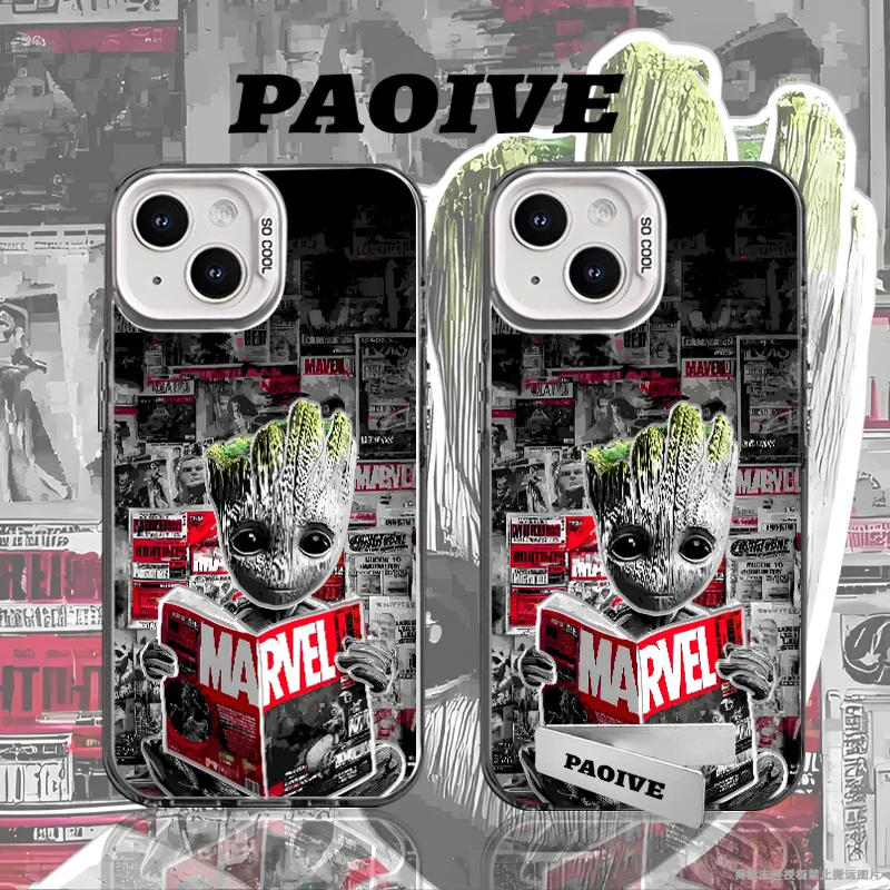 格鲁特适用苹果华为vivoiPhone小米三星防摔彩银手机壳