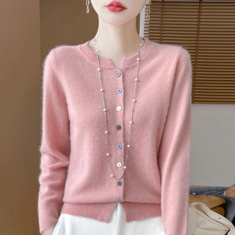 羊毛衫女圆领百搭时尚提花加厚针织毛衣宽松慵懒风羊毛衫打底