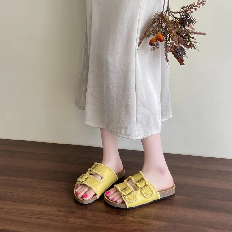 软底平跟女款夏日新款百搭休闲沙滩鞋复古糖果色透气轻便拖鞋