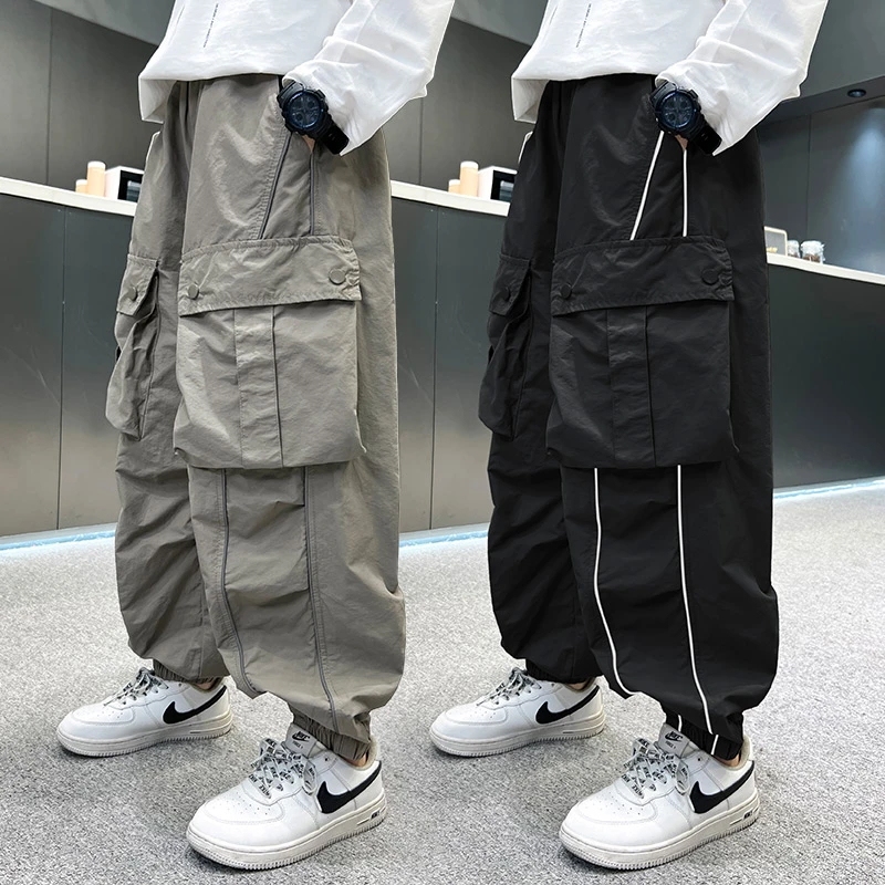 男童工装裤春秋宽松2025中大童休闲韩版长裤宽松儿童春季潮流裤子