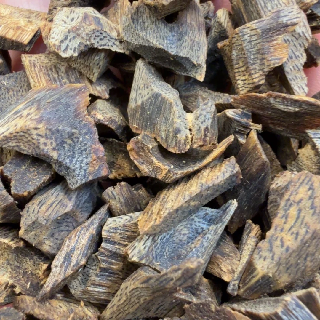 沉香沉香碎屑透顶绿壳子肉块料30克