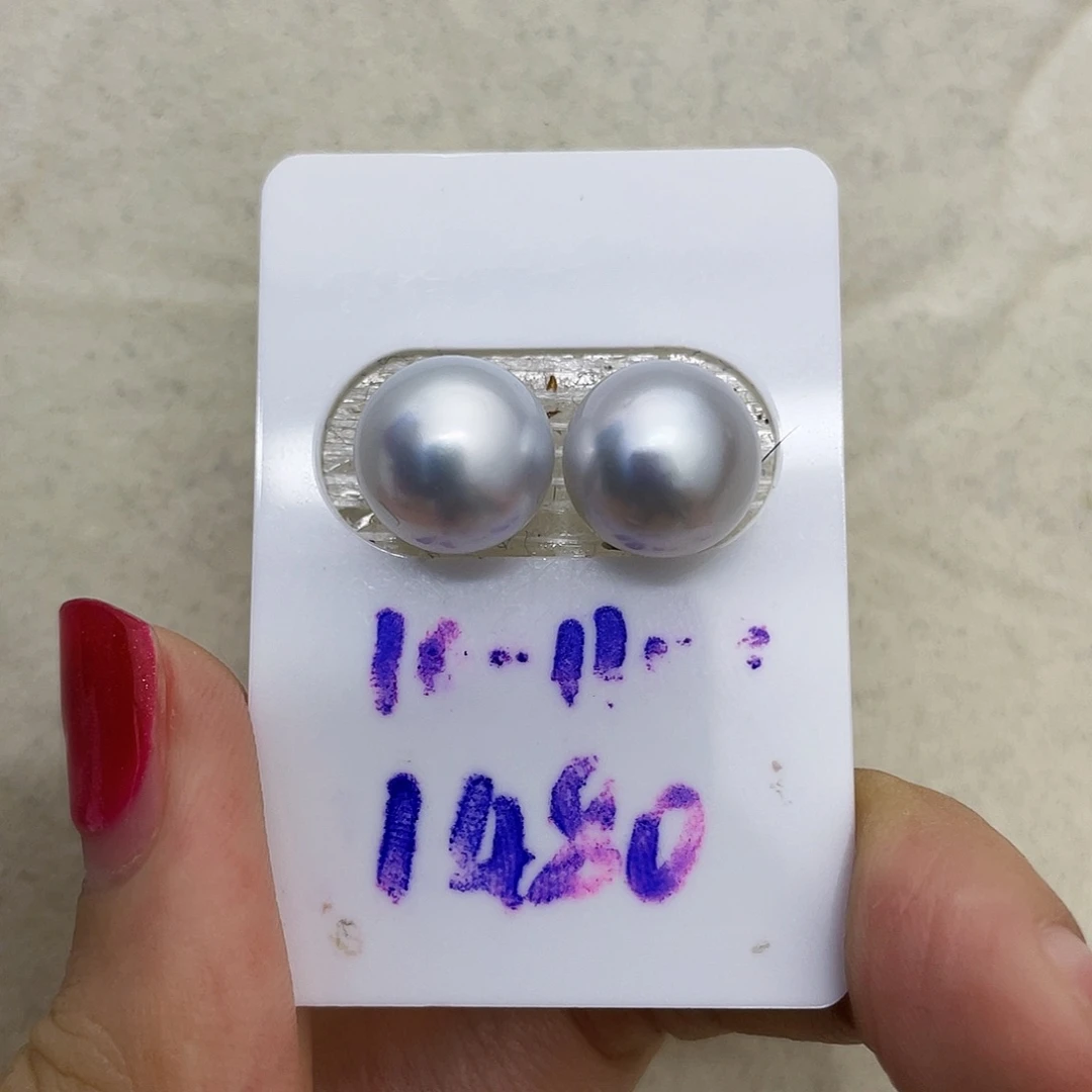 未镶嵌海水珍珠耳饰10-11澳白