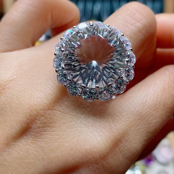 银S925镶嵌戒指水晶天然水晶戒指