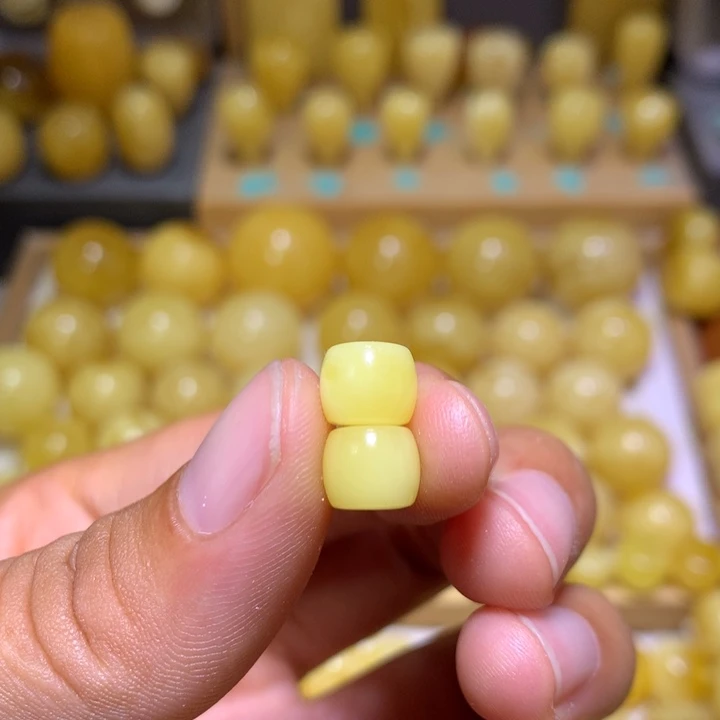 未镶嵌蜜蜡裸石天然俄料黄白花蜜蜡精工直切8