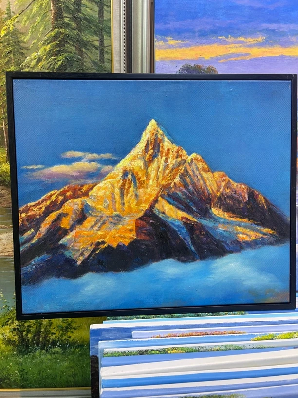 客厅背景墙金山抽象肌理卧室壁画挂画装饰画50×60山水