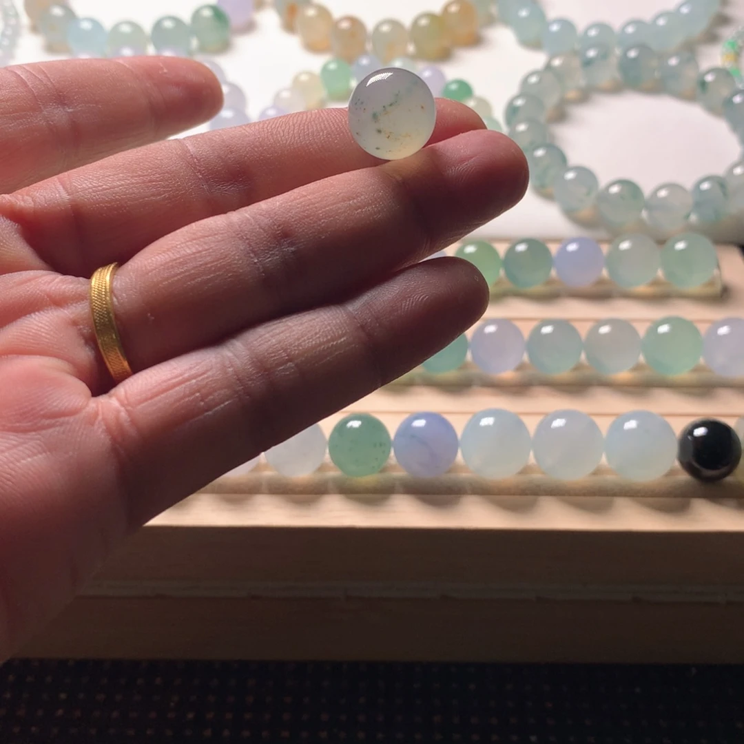 翡翠未镶嵌手链天然翡翠卡13.5单珠