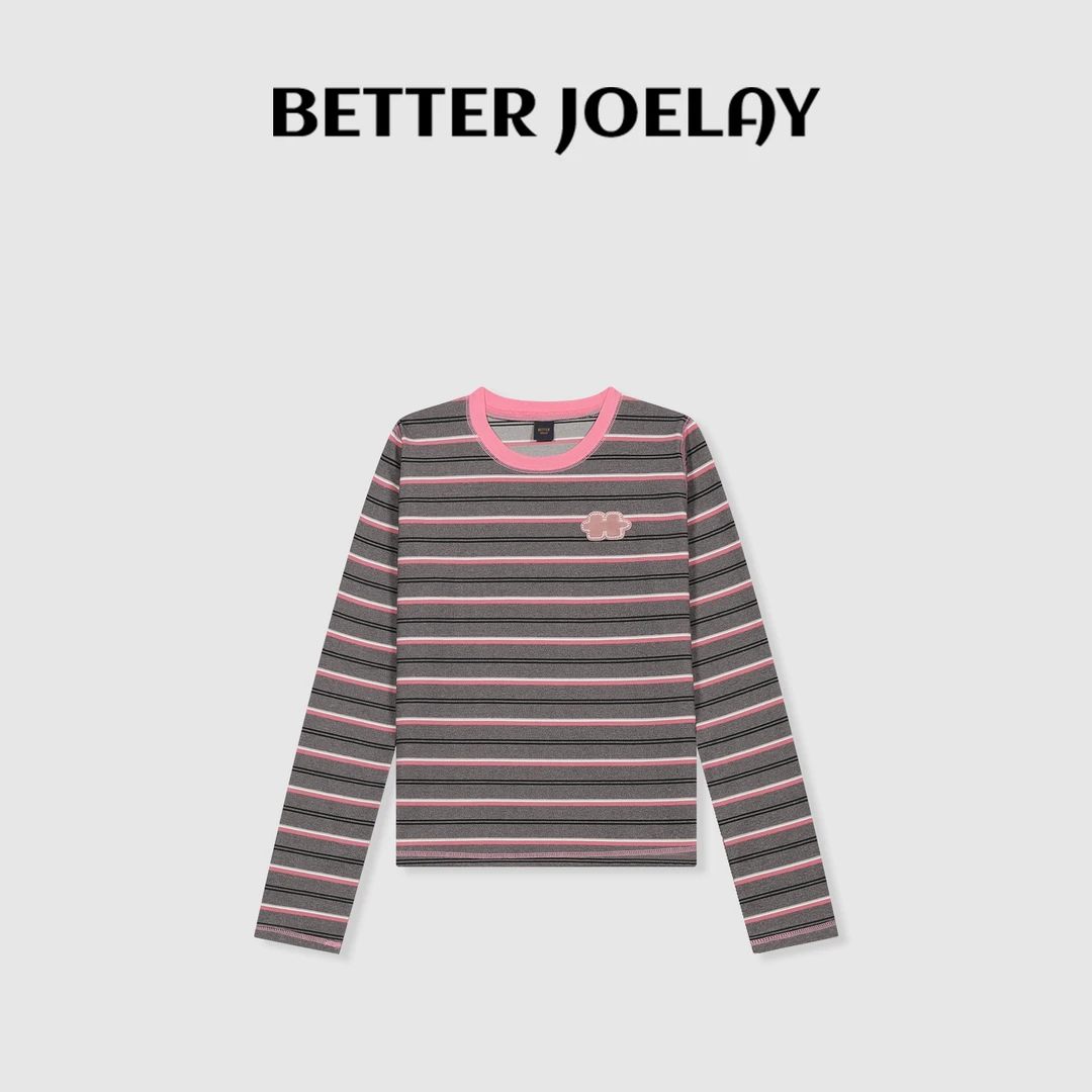 BETTER JOELAY-【奇妙符号】时尚百搭条纹简约ins风T恤长袖KH1209