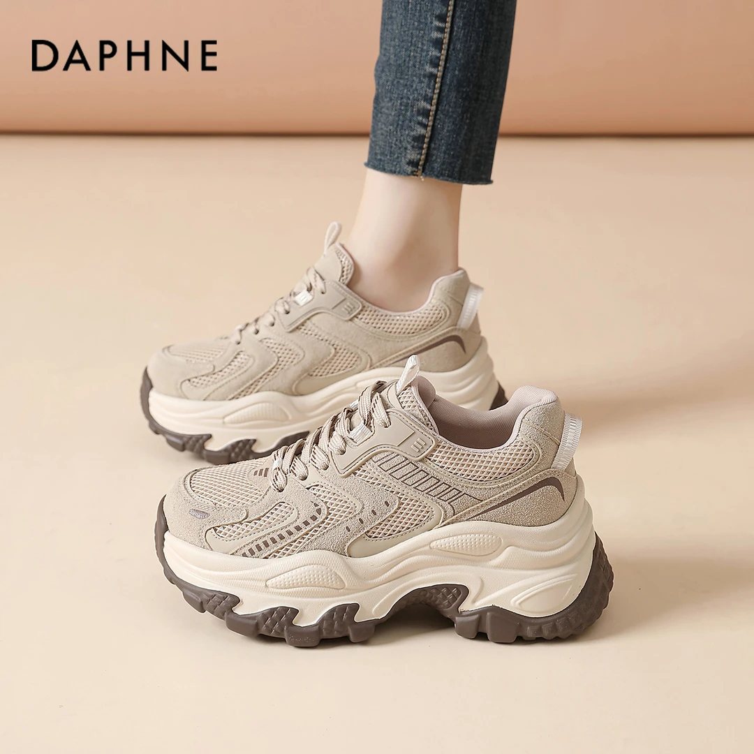 达芙妮厚底老爹鞋女2025新款冬季小个子显高运动休闲鞋巨好看女鞋