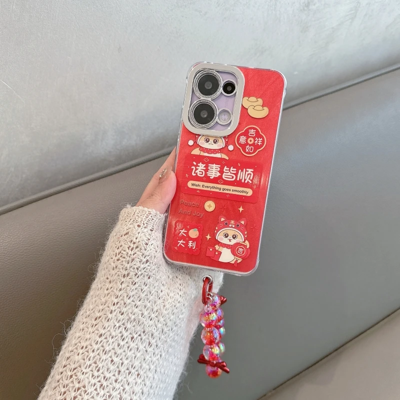 适用opporeno13手机壳新年款喜庆红色reno13pro带镜头膜全包防摔
