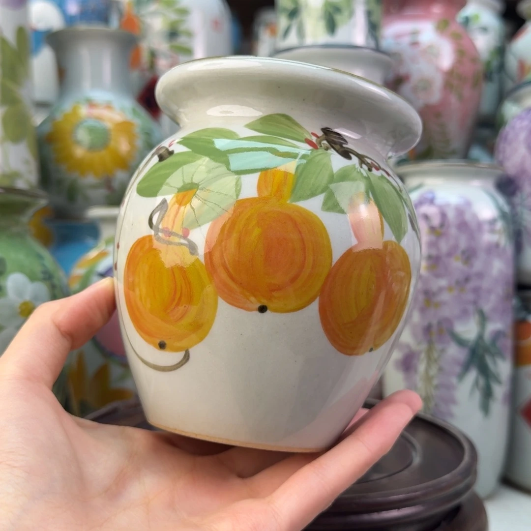 景德镇陶瓷手绘花瓶无孔