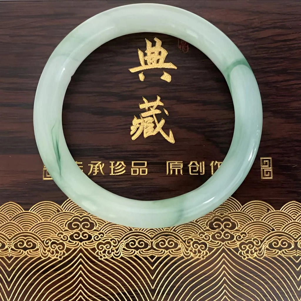 铜合金塑料手镯 【现货现发】时尚简约春绿空青手镯Zz