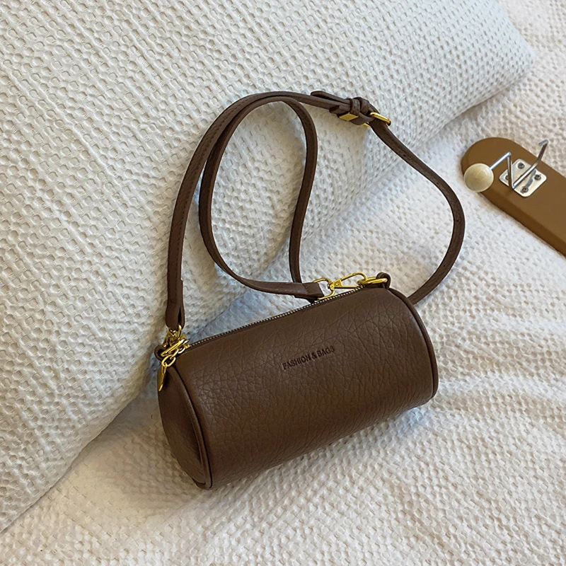 美拉德系单肩包时尚笔筒包小包包简约斜挎包圆筒包百搭枕头包女包