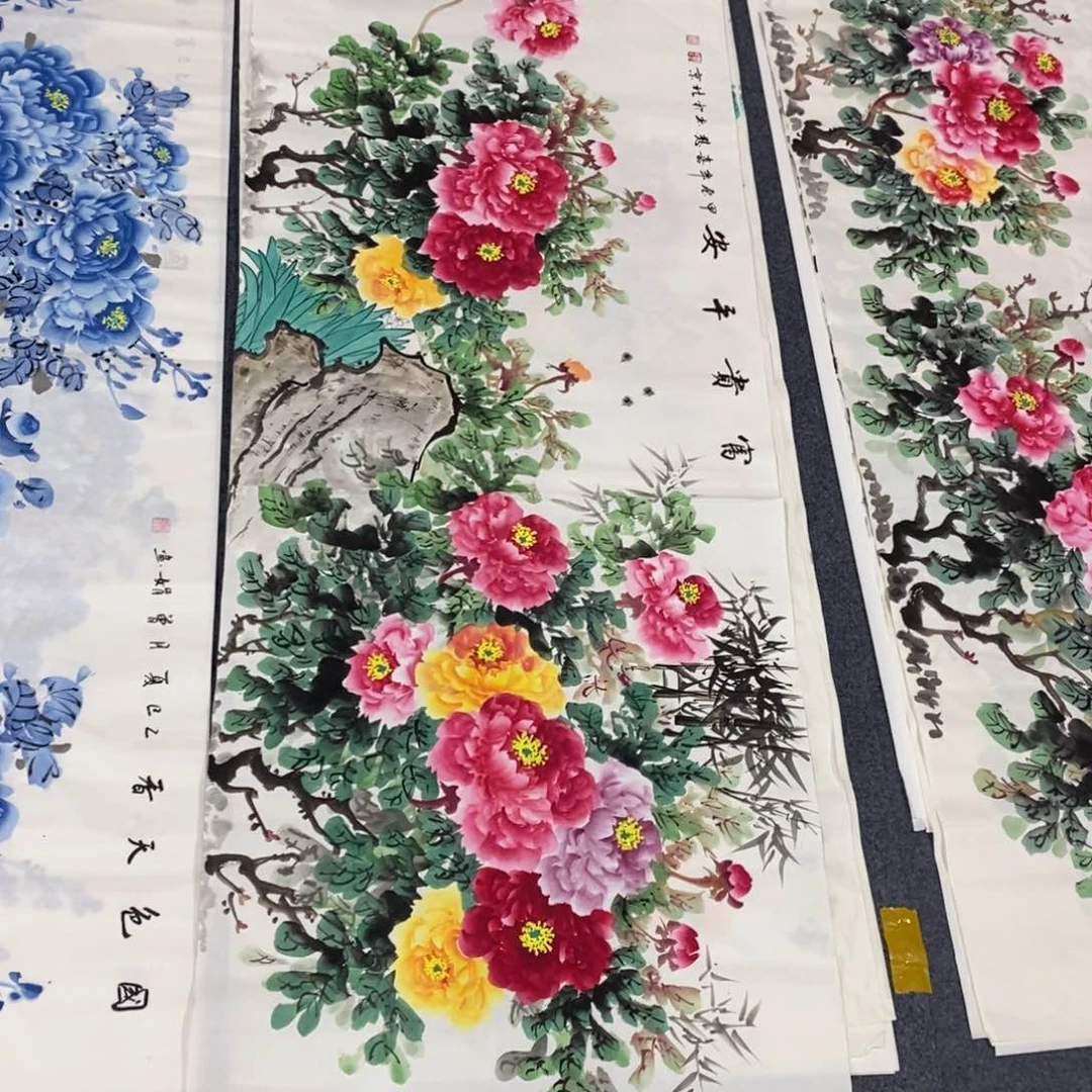 国画尺寸180✖️70小六尺手绘牡丹