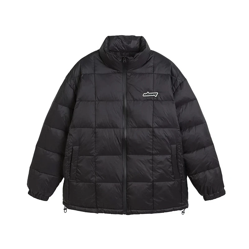 潮牌简约立领90白鸭绒羽绒服男加厚保暖情侣冬季外套W2036