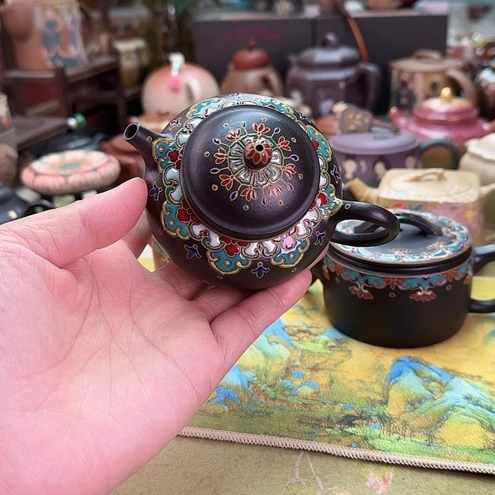 茶壶紫砂珐琅彩供珠
