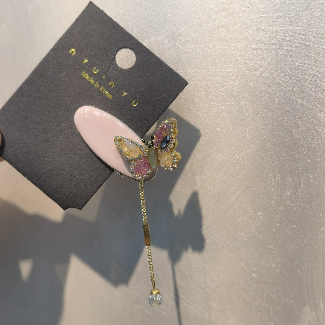 B797粉色蝴蝶流苏泡菜款小胖夹