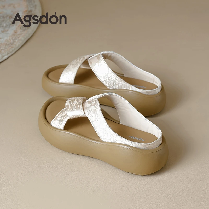 Y奥古狮登厚底拖鞋女外穿2025新款春夏一字拖软底踩屎感时尚凉鞋Y