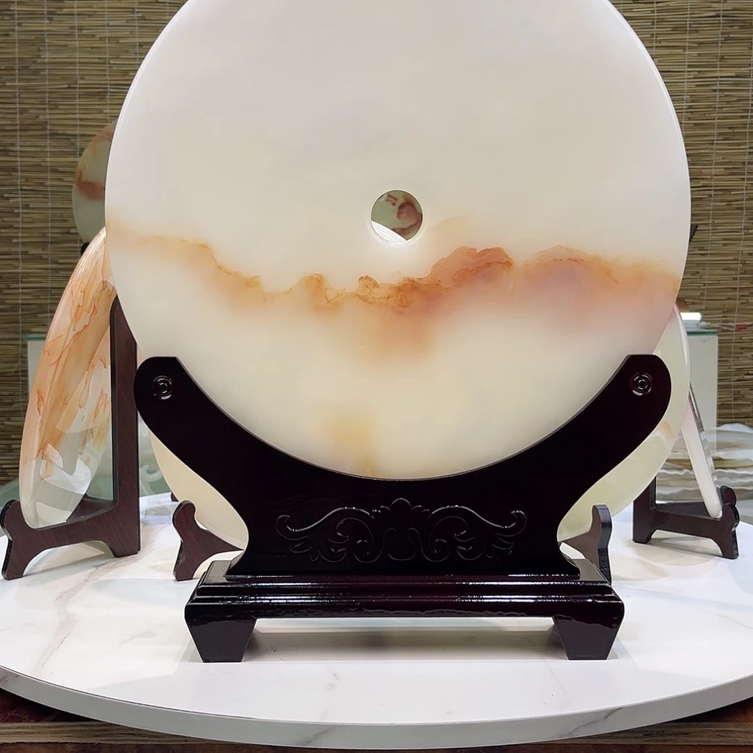 中***梦玉天然玉石平安扣摆件40cm