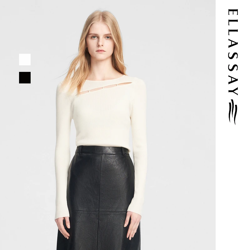 【粉丝专享】ELLASSAY秋镂空手工钉珠针织衫EWB353M02600