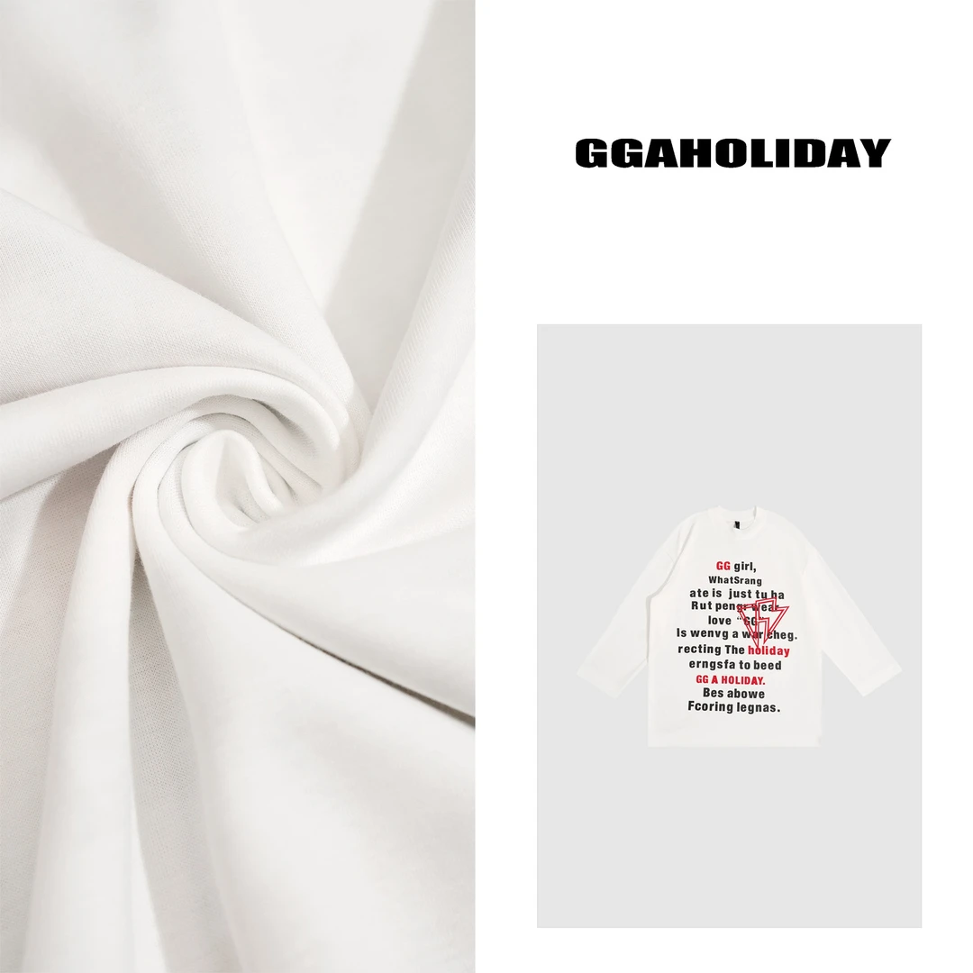 GGAHOLIDAY时尚休闲百搭白色圆领简约宽松长袖T恤上衣 -151256