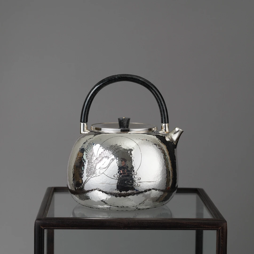 古悦悦翠系列 云中飞鹤 纯手工錾刻 家用复古泡茶烧水壶约840CC