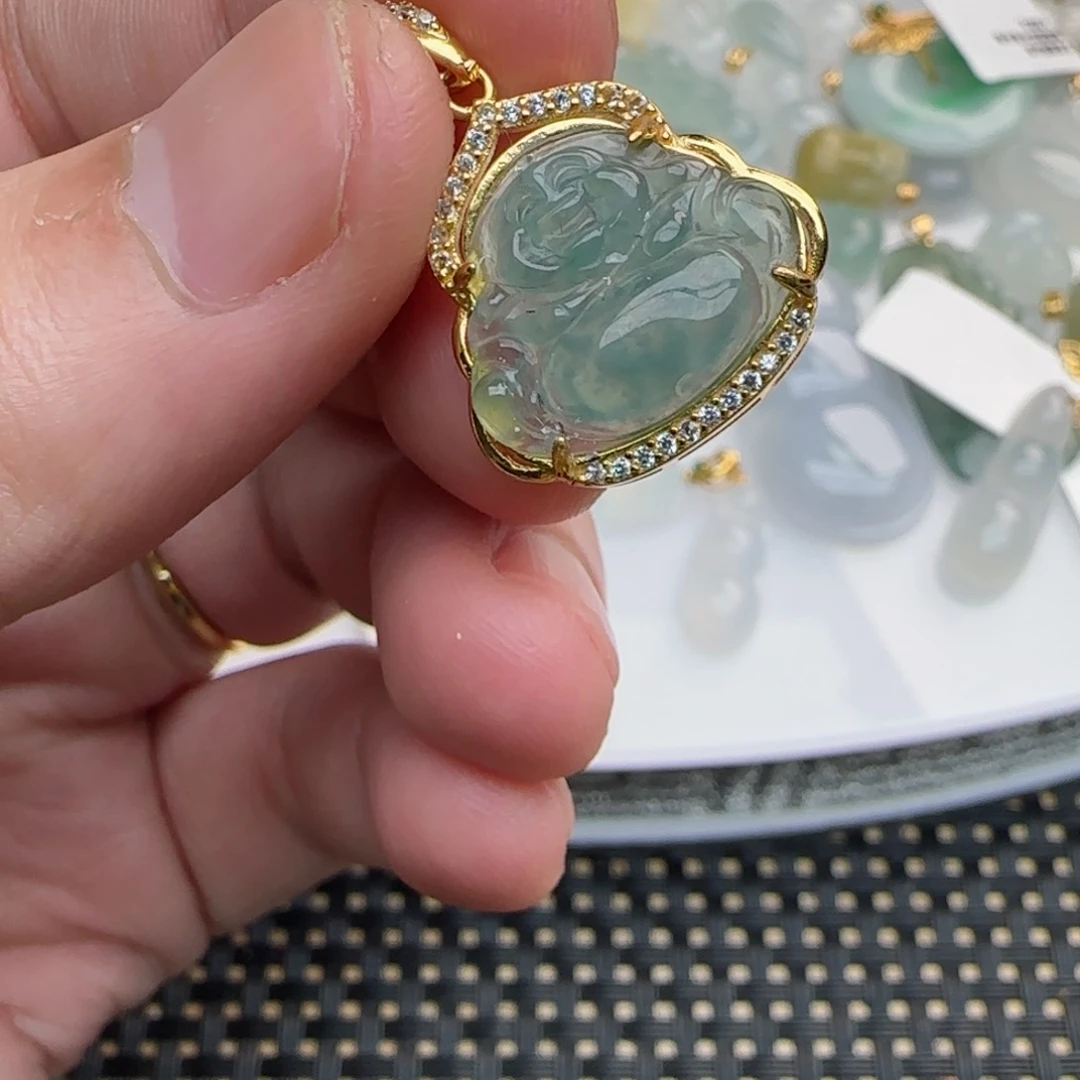 【闪购商品】翡翠吊坠(不含链)未镶嵌银镶小佛