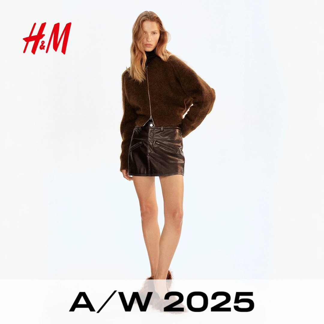 HM2025秋季新款女装时尚马海毛混纺拉链开衫1310686