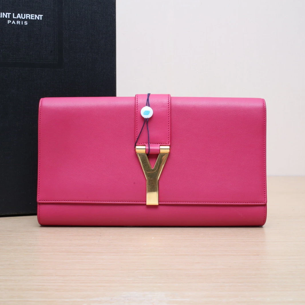95新 YSL/圣罗兰 【娇】 玫红 皮革C CABAS Y扣 603103