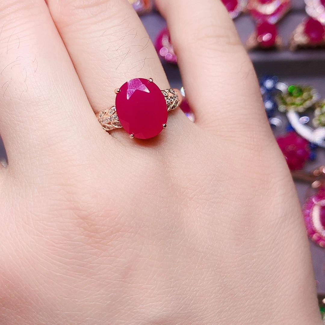 银S925镶嵌戒指红宝石