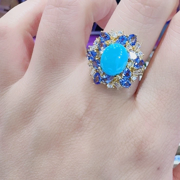 绿松石银S925镶嵌戒指戒指