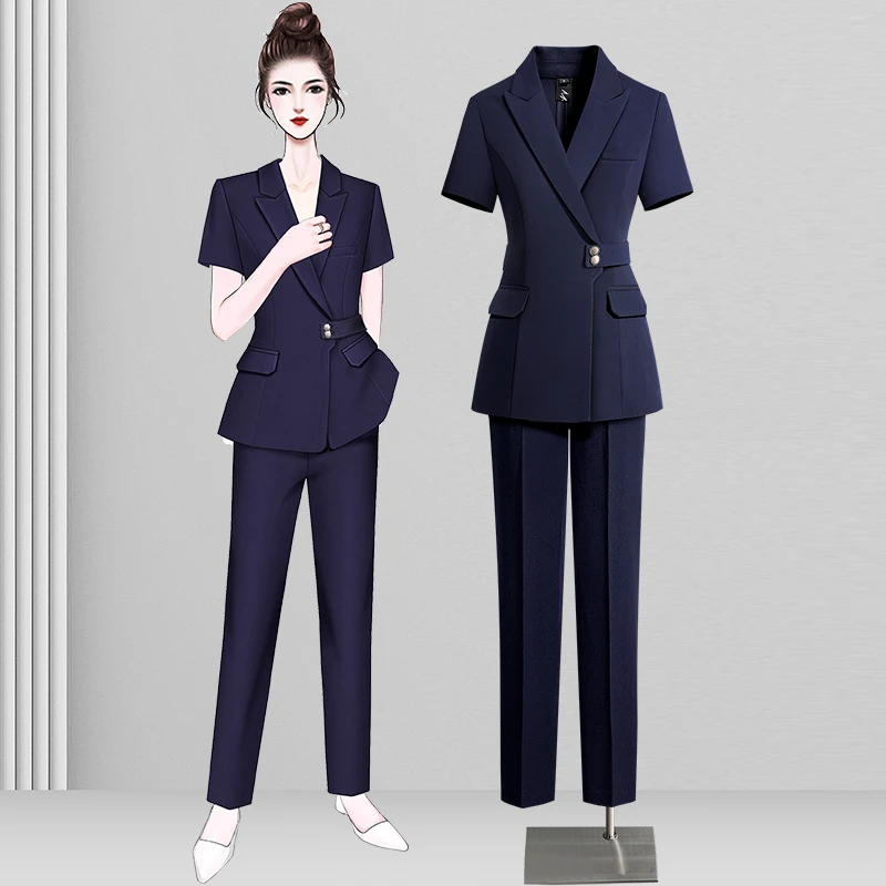 职业西装套装女夏季西服外套OL气质商务面试通勤售楼部工作服薄款